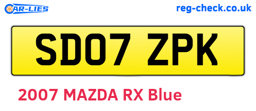 SD07ZPK are the vehicle registration plates.