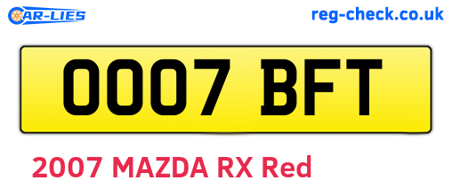 OO07BFT are the vehicle registration plates.