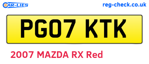 PG07KTK are the vehicle registration plates.