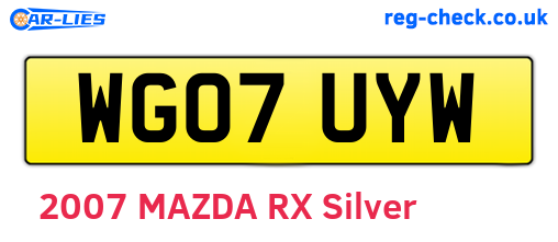 WG07UYW are the vehicle registration plates.