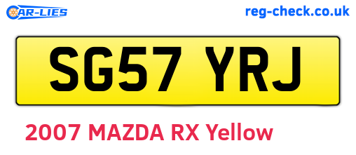 SG57YRJ are the vehicle registration plates.