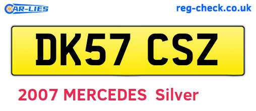 DK57CSZ are the vehicle registration plates.