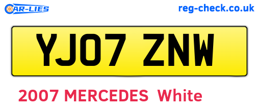 YJ07ZNW are the vehicle registration plates.