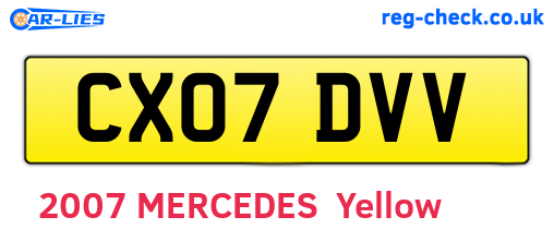 CX07DVV are the vehicle registration plates.
