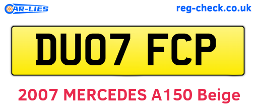 DU07FCP are the vehicle registration plates.