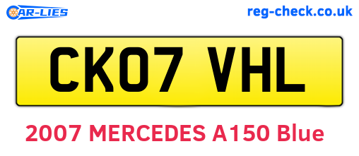 CK07VHL are the vehicle registration plates.