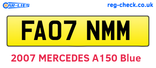FA07NMM are the vehicle registration plates.