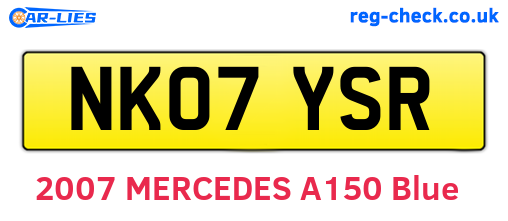 NK07YSR are the vehicle registration plates.