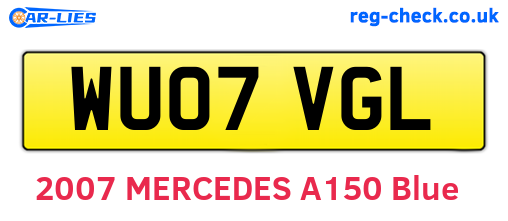 WU07VGL are the vehicle registration plates.