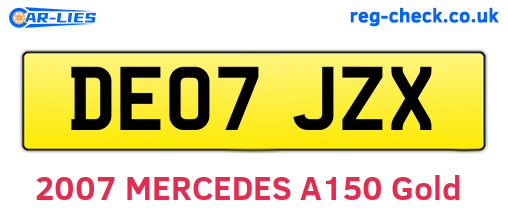 DE07JZX are the vehicle registration plates.