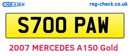 S700PAW are the vehicle registration plates.