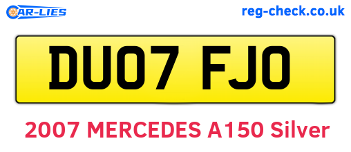 DU07FJO are the vehicle registration plates.