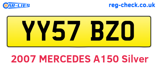 YY57BZO are the vehicle registration plates.