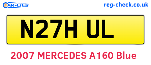 N27HUL are the vehicle registration plates.