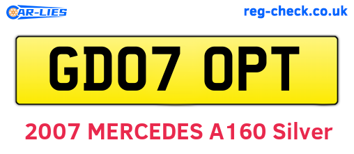 GD07OPT are the vehicle registration plates.