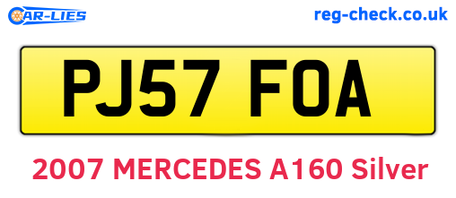 PJ57FOA are the vehicle registration plates.