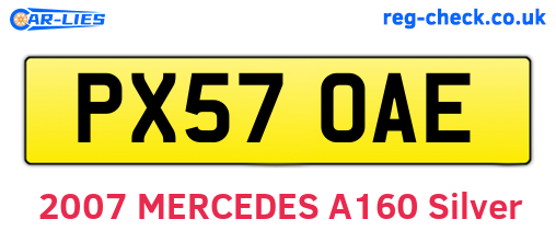 PX57OAE are the vehicle registration plates.