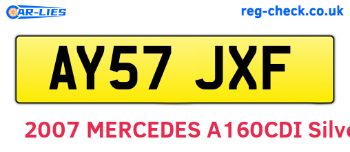 AY57JXF are the vehicle registration plates.