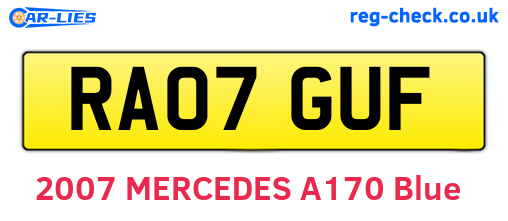 RA07GUF are the vehicle registration plates.