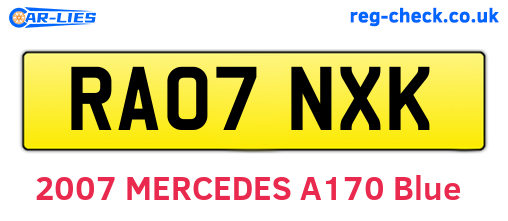 RA07NXK are the vehicle registration plates.