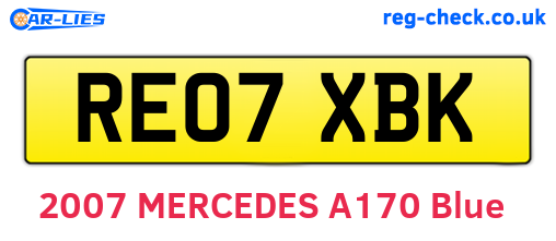 RE07XBK are the vehicle registration plates.