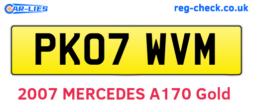 PK07WVM are the vehicle registration plates.