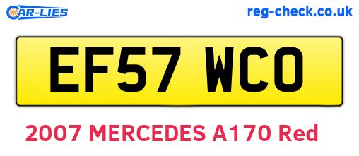 EF57WCO are the vehicle registration plates.