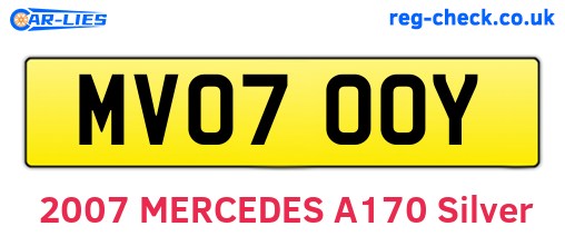 MV07OOY are the vehicle registration plates.