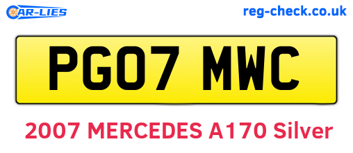 PG07MWC are the vehicle registration plates.