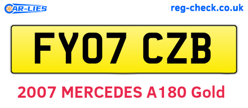 FY07CZB are the vehicle registration plates.