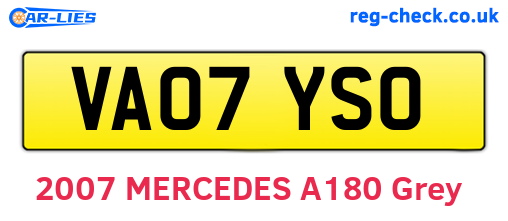 VA07YSO are the vehicle registration plates.