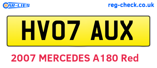 HV07AUX are the vehicle registration plates.