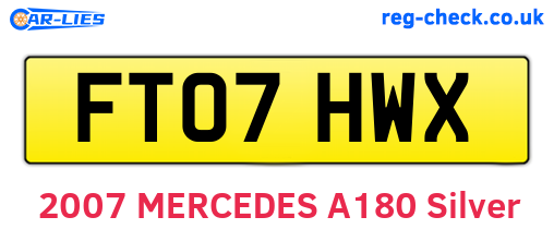 FT07HWX are the vehicle registration plates.