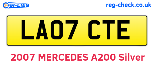 LA07CTE are the vehicle registration plates.