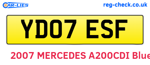 YD07ESF are the vehicle registration plates.