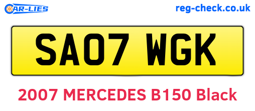 SA07WGK are the vehicle registration plates.