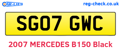 SG07GWC are the vehicle registration plates.