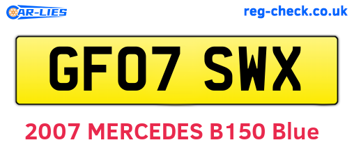 GF07SWX are the vehicle registration plates.