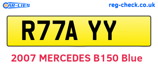 R77AYY are the vehicle registration plates.