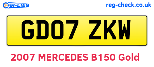 GD07ZKW are the vehicle registration plates.