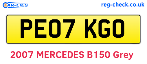 PE07KGO are the vehicle registration plates.