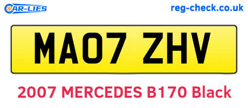 MA07ZHV are the vehicle registration plates.