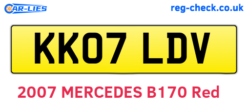 KK07LDV are the vehicle registration plates.