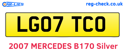 LG07TCO are the vehicle registration plates.
