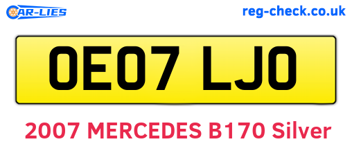 OE07LJO are the vehicle registration plates.