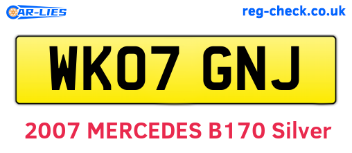 WK07GNJ are the vehicle registration plates.