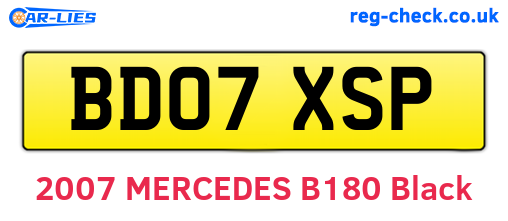 BD07XSP are the vehicle registration plates.