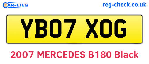 YB07XOG are the vehicle registration plates.
