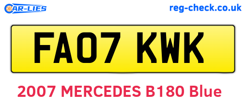 FA07KWK are the vehicle registration plates.