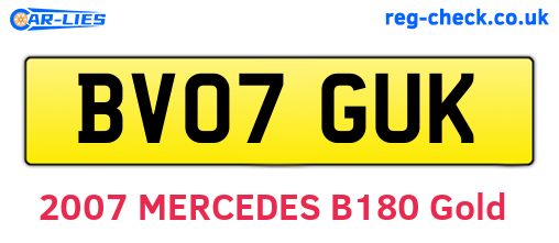 BV07GUK are the vehicle registration plates.